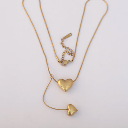 Heart Charm Chain Gold Plated – Single Layer, Anti-Tarnish, Waterproof, Minimalist Style (GOLD)