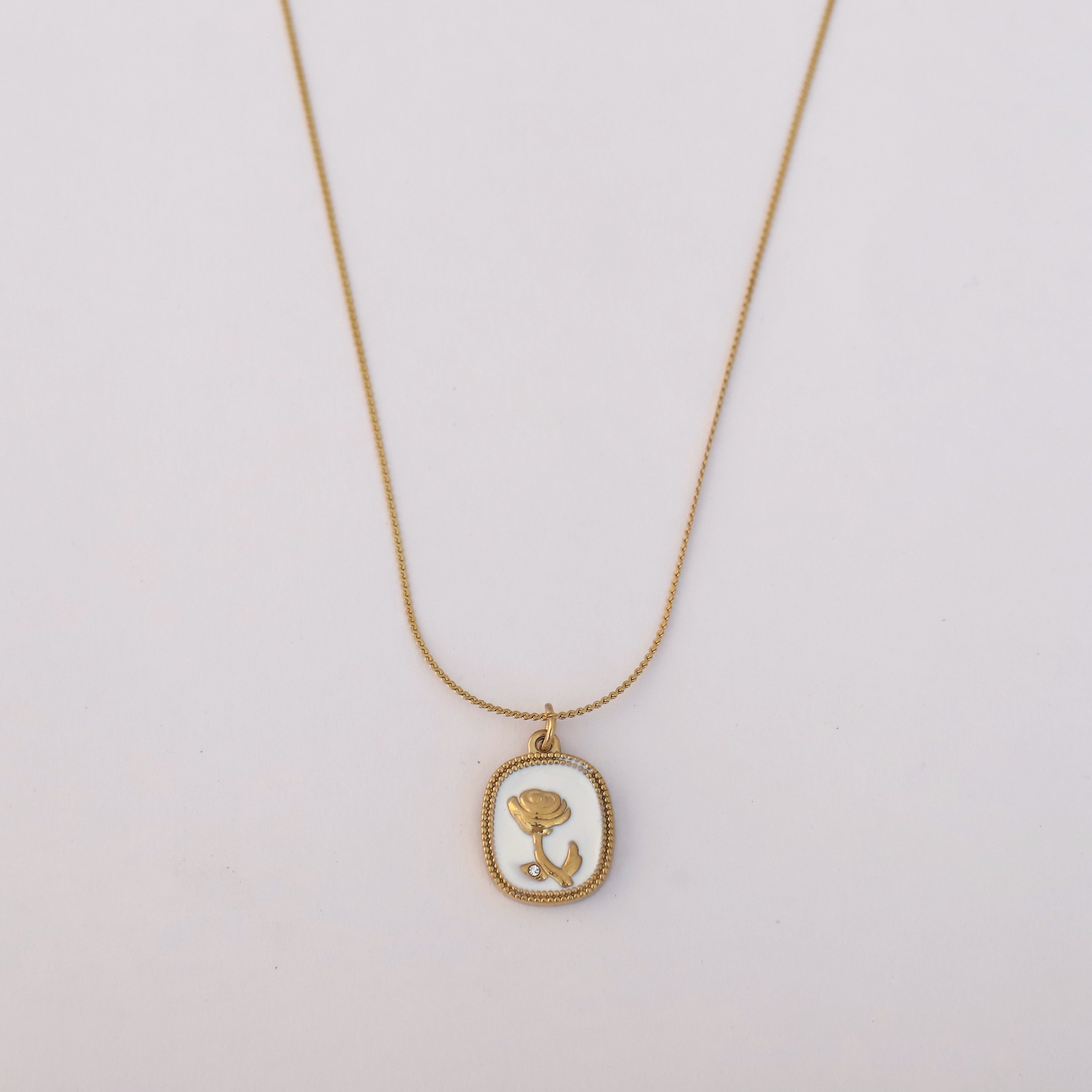 Rose Charm Chain Gold Plated – Single Layer, Anti-Tarnish, Waterproof, Minimalist Style (GOLD)