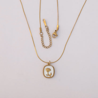 Rose Charm Chain Gold Plated – Single Layer, Anti-Tarnish, Waterproof, Minimalist Style (GOLD)