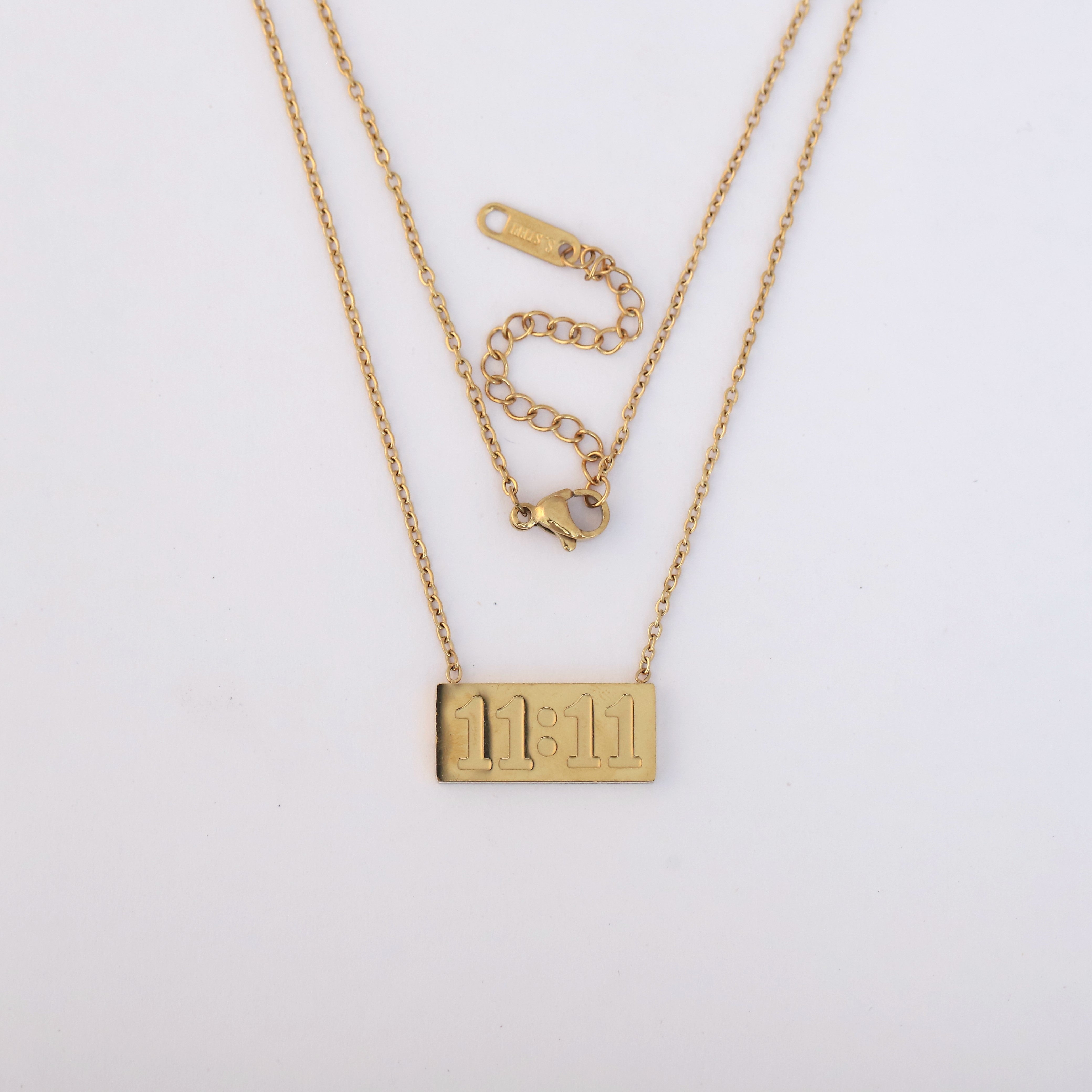 11:11 Necklace Chain Gold Plated – Single Layer, Anti-Tarnish, Waterproof, Minimalist Style (GOLD)