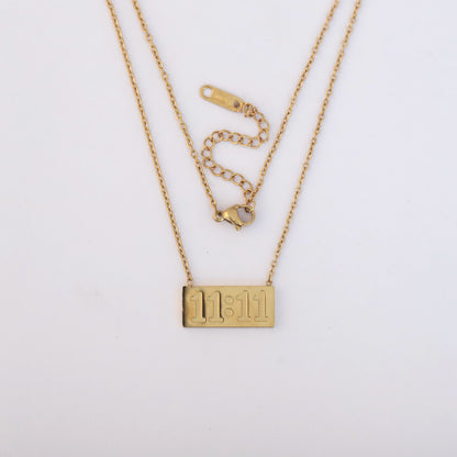 11:11 Necklace Chain Gold Plated – Single Layer, Anti-Tarnish, Waterproof, Minimalist Style (GOLD)
