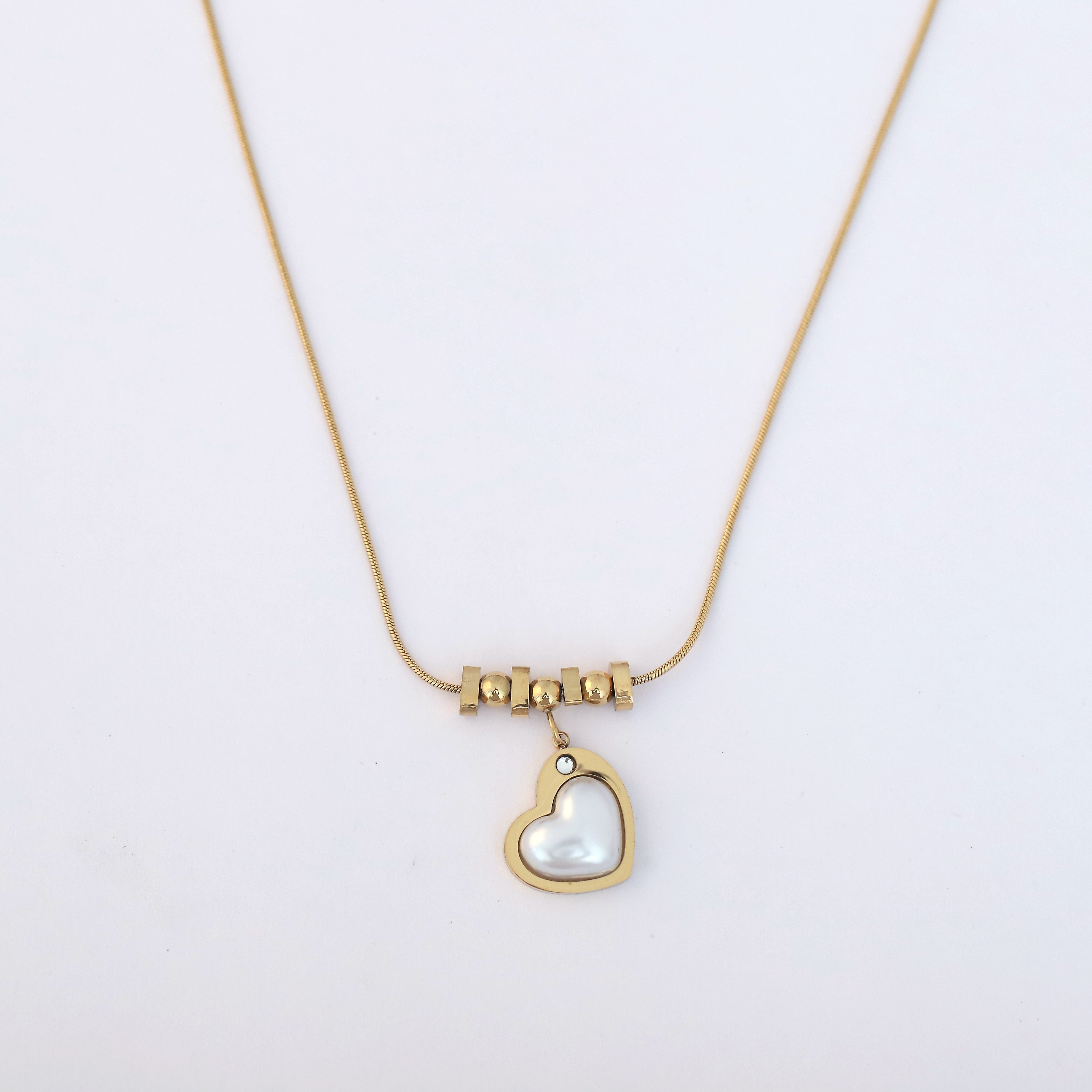 Heart Charm Chain Gold Plated – Single Layer, Anti-Tarnish, Waterproof, Minimalist Style (GOLD)