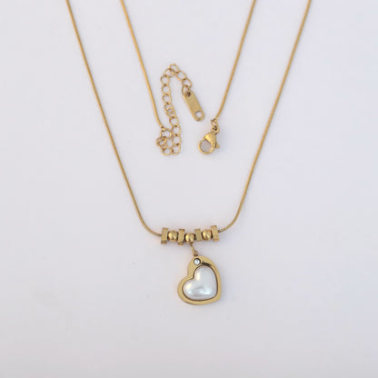 Heart Charm Chain Gold Plated – Single Layer, Anti-Tarnish, Waterproof, Minimalist Style (GOLD)