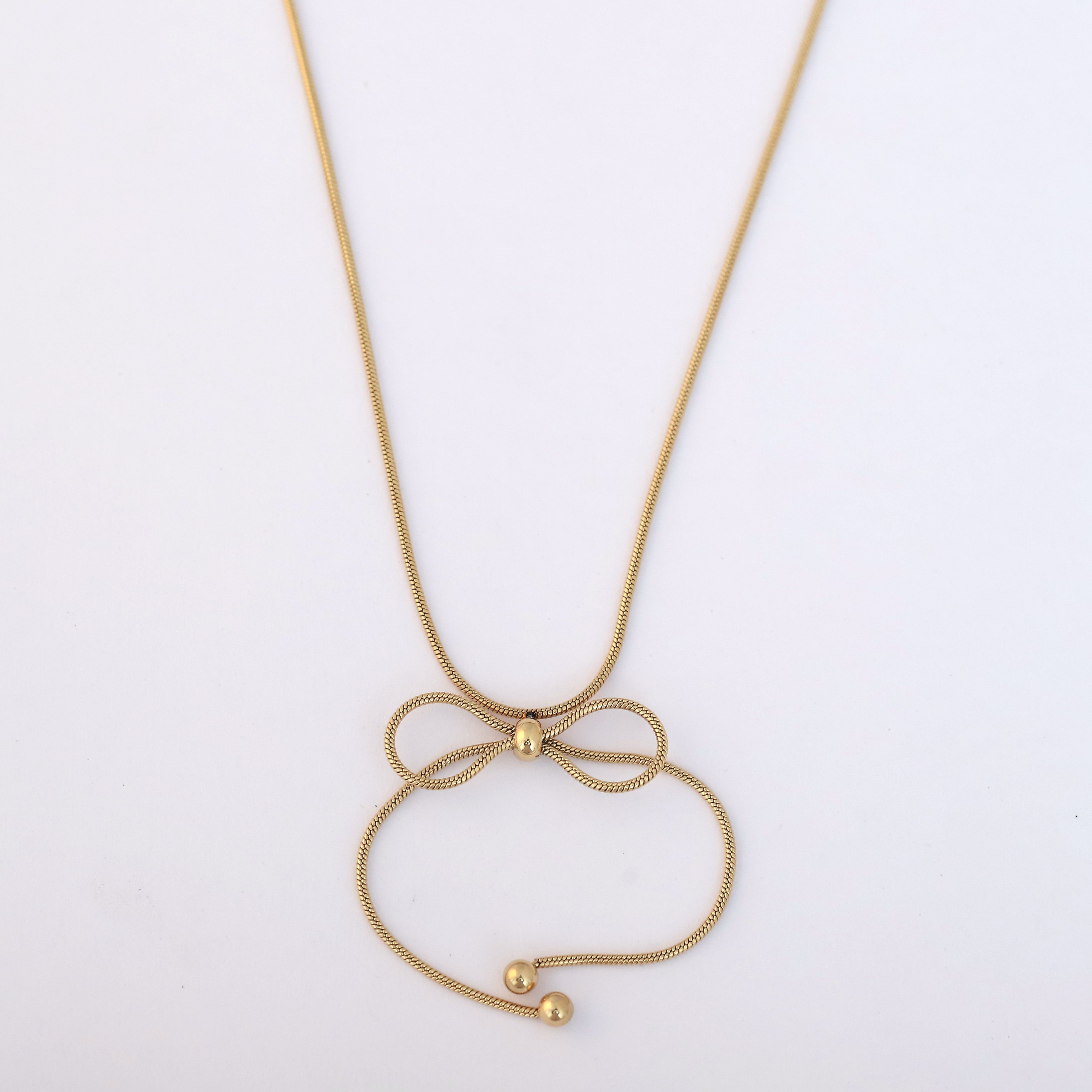 Bow Chain Gold Plated – Single Layer, Anti-Tarnish, Waterproof, Minimalist Style (GOLD)