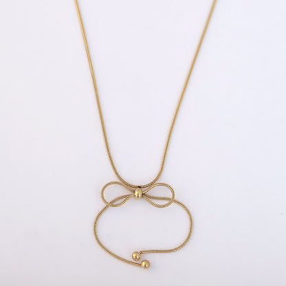 Bow Chain Gold Plated – Single Layer, Anti-Tarnish, Waterproof, Minimalist Style (GOLD)