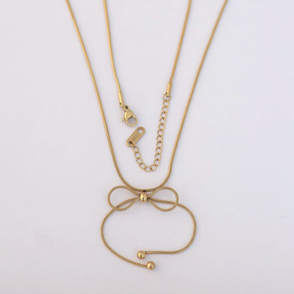 Bow Chain Gold Plated – Single Layer, Anti-Tarnish, Waterproof, Minimalist Style (GOLD)