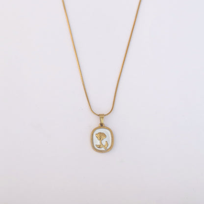 Rose Charm Chain Gold Plated – Single Layer, Anti-Tarnish, Waterproof, Minimalist Style (GOLD)