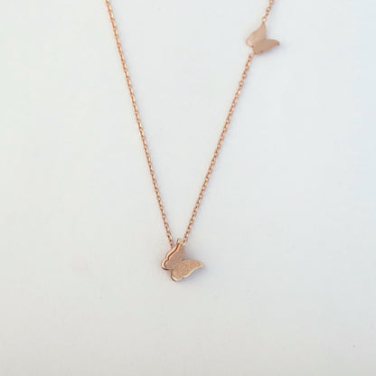 Butterfly Charm Chain Gold Plated – Single Layer, Anti-Tarnish, Waterproof, Minimalist Style (ROSE GOLD)
