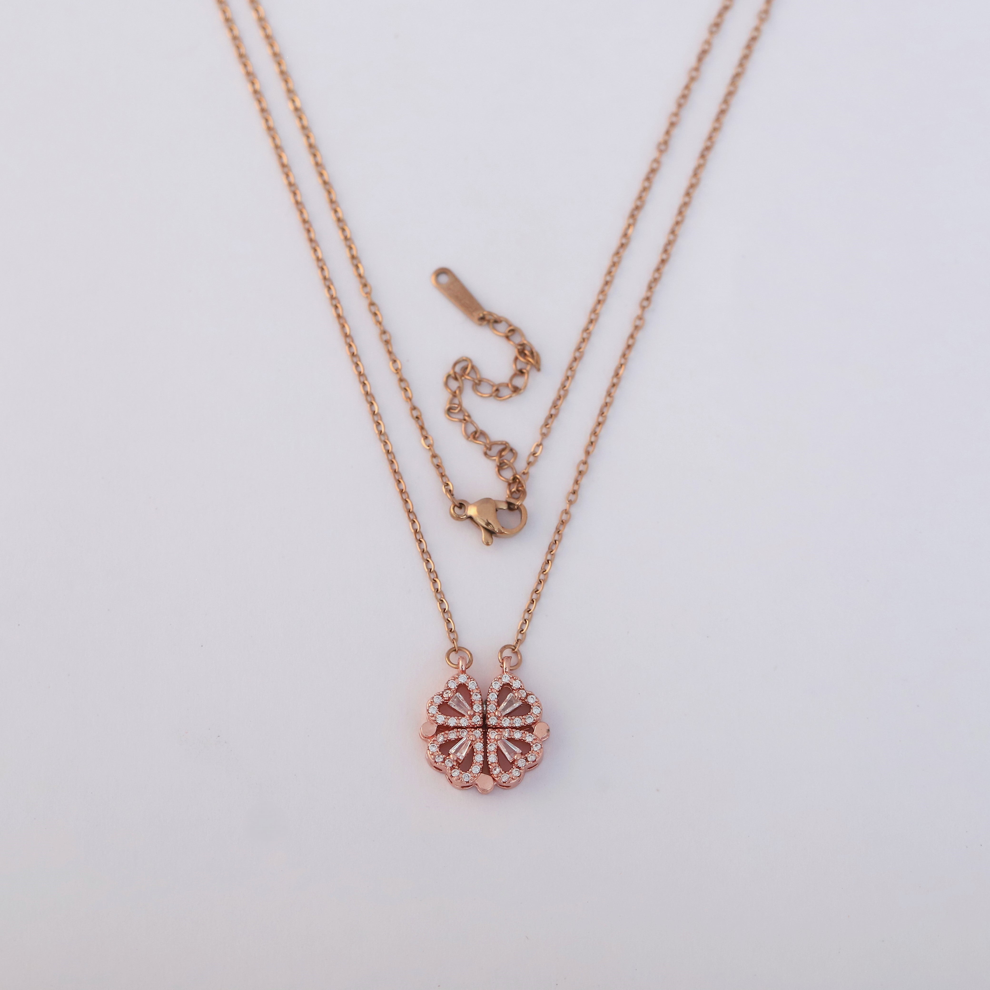 Flower Magnetic Chain Gold Plated – Single Layer, Anti-Tarnish, Waterproof, Minimalist Style (ROSE GOLD)