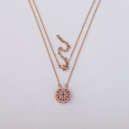 Flower Magnetic Chain Gold Plated – Single Layer, Anti-Tarnish, Waterproof, Minimalist Style (ROSE GOLD)
