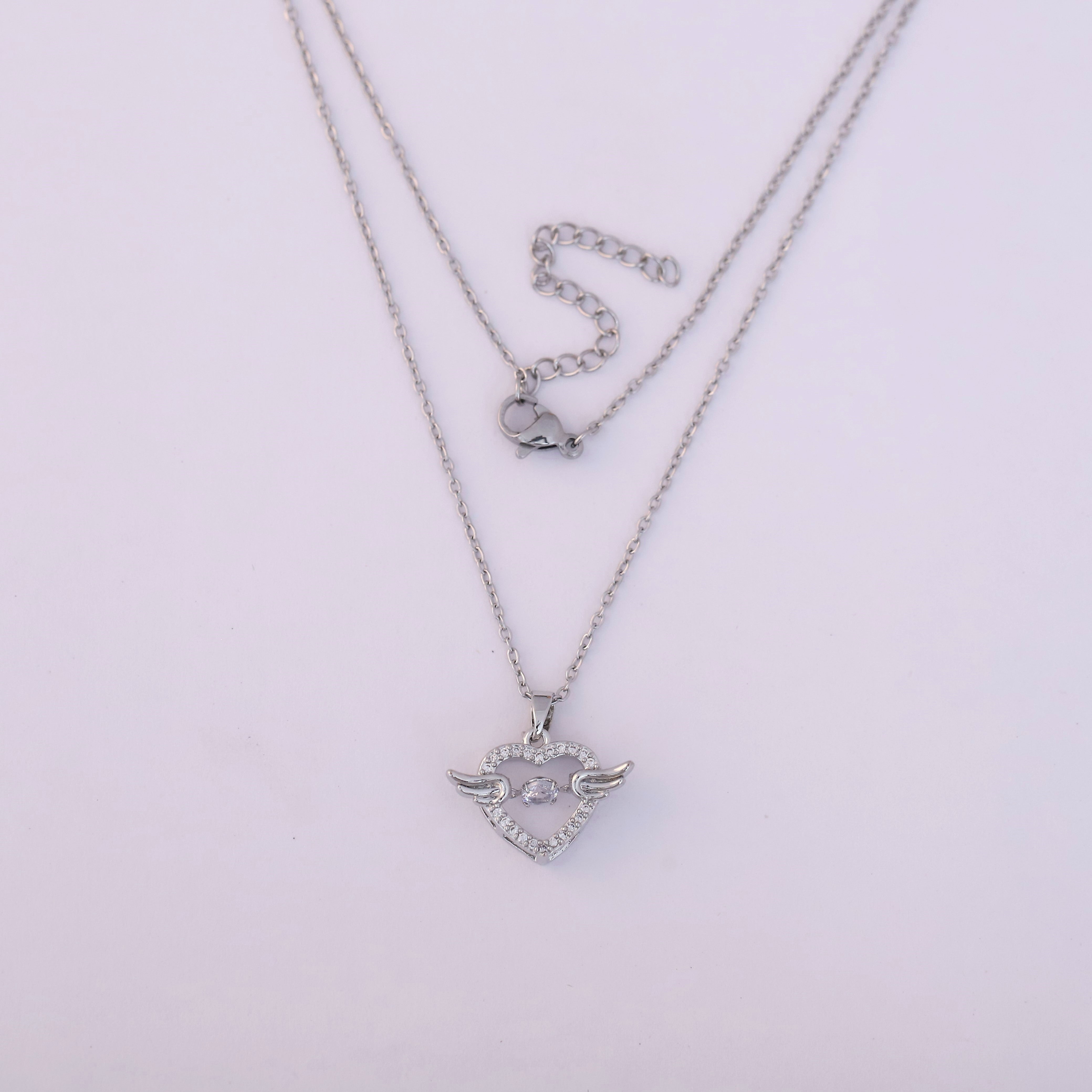 Heart Charm Chain Gold Plated – Single Layer, Anti-Tarnish, Waterproof, Minimalist Style (SILVER)