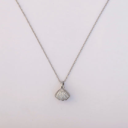 Shell Pearl AD stones Chain Gold Plated – Single Layer, Anti-Tarnish, Waterproof, Minimalist Style (SILVER)