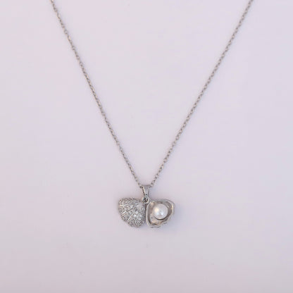 Shell Pearl AD stones Chain Gold Plated – Single Layer, Anti-Tarnish, Waterproof, Minimalist Style (SILVER)