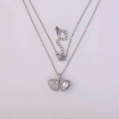 Shell Pearl AD stones Chain Gold Plated – Single Layer, Anti-Tarnish, Waterproof, Minimalist Style (SILVER)