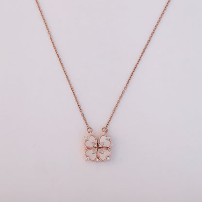 Flower Magnetic Chain Gold Plated – Single Layer, Anti-Tarnish, Waterproof, Minimalist Style (ROSE GOLD)