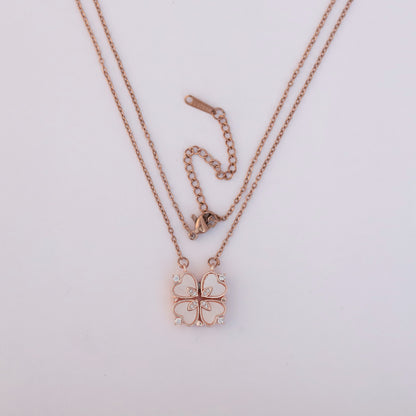 Flower Magnetic Chain Gold Plated – Single Layer, Anti-Tarnish, Waterproof, Minimalist Style (ROSE GOLD)