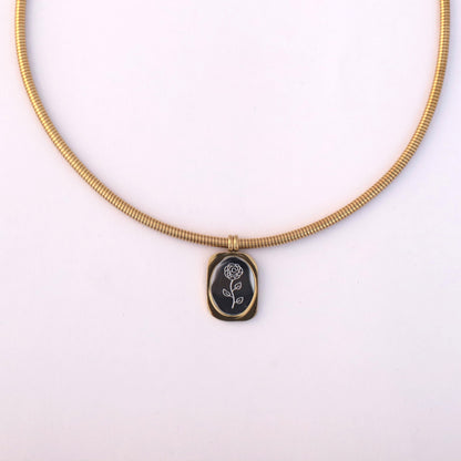 Rose Round Necklace Gold Plated – Single Layer, Anti-Tarnish, Waterproof, Minimalist Style (GOLD)