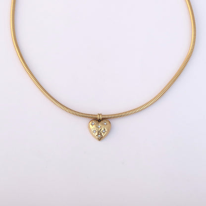 Heart Charm Round Necklace Gold Plated – Single Layer, Anti-Tarnish, Waterproof, Minimalist Style (GOLD)