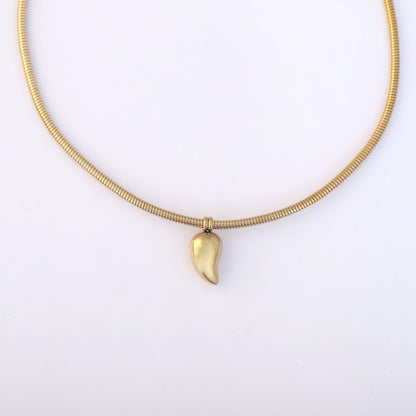 Leaf Charm Round Necklace Gold Plated – Single Layer, Anti-Tarnish, Waterproof, Minimalist Style (GOLD)