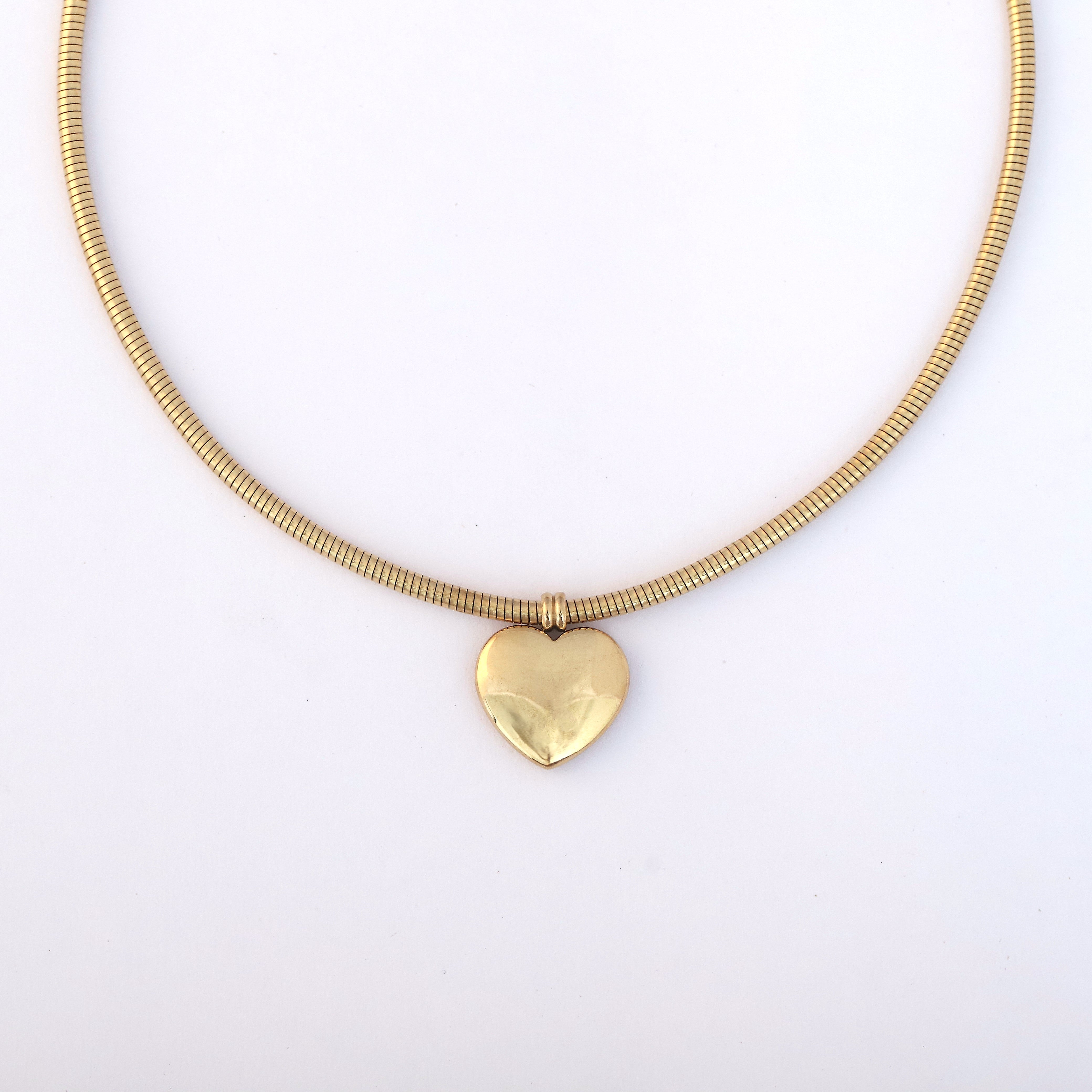 Heart Round Necklace Gold Plated – Single Layer, Anti-Tarnish, Waterproof, Minimalist Style (GOLD)