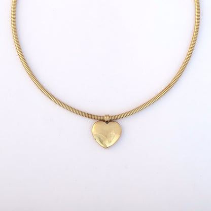 Heart Round Necklace Gold Plated – Single Layer, Anti-Tarnish, Waterproof, Minimalist Style (GOLD)