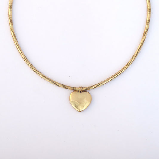 Heart Round Necklace Gold Plated – Single Layer, Anti-Tarnish, Waterproof, Minimalist Style (GOLD)