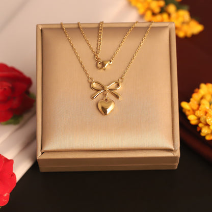 Heart Charm Chain Gold Plated – Single Layer, Anti-Tarnish, Waterproof, Minimalist Style (GOLD)