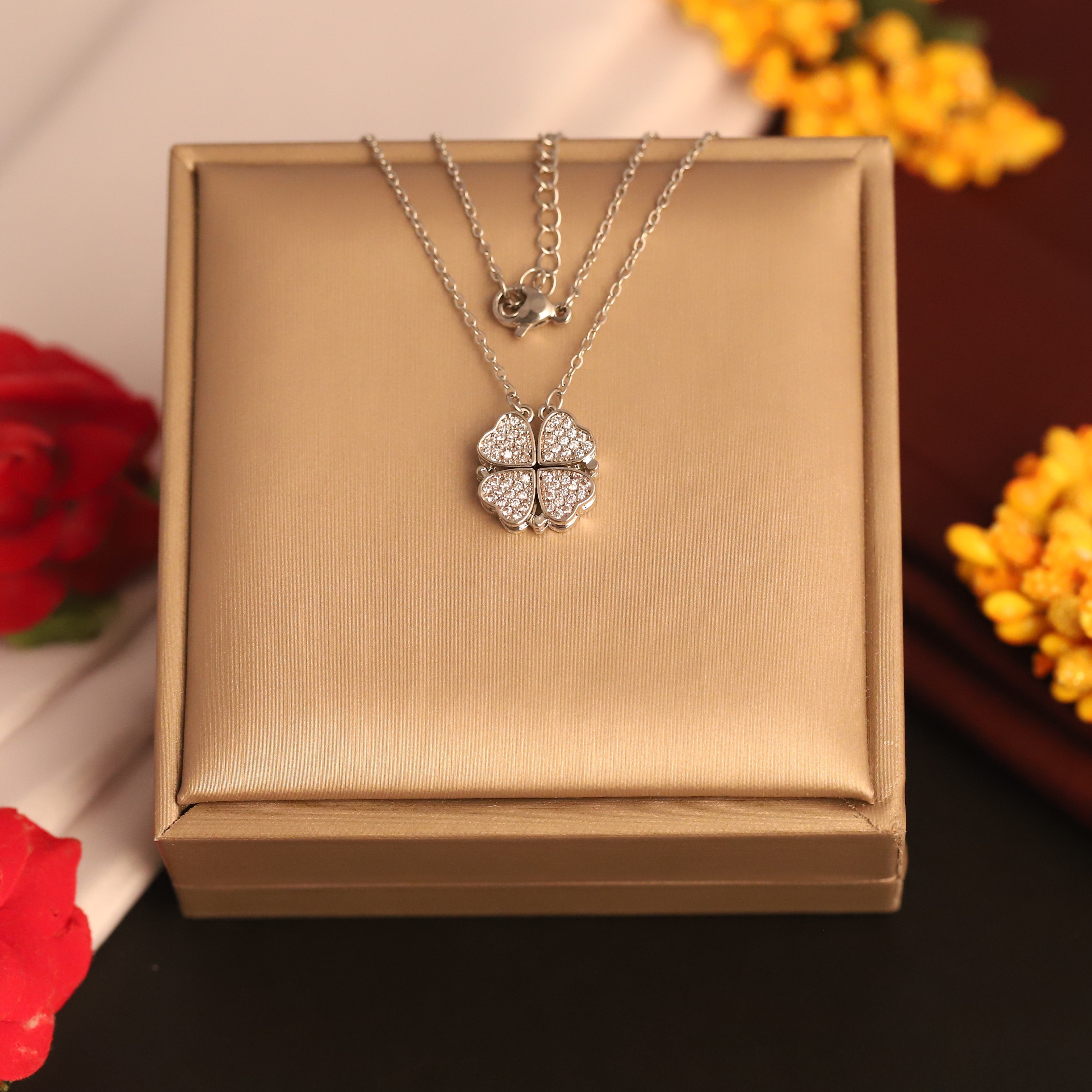 Flower Magnetic Chain Gold Plated – Single Layer, Anti-Tarnish, Waterproof, Minimalist Style (SILVER)