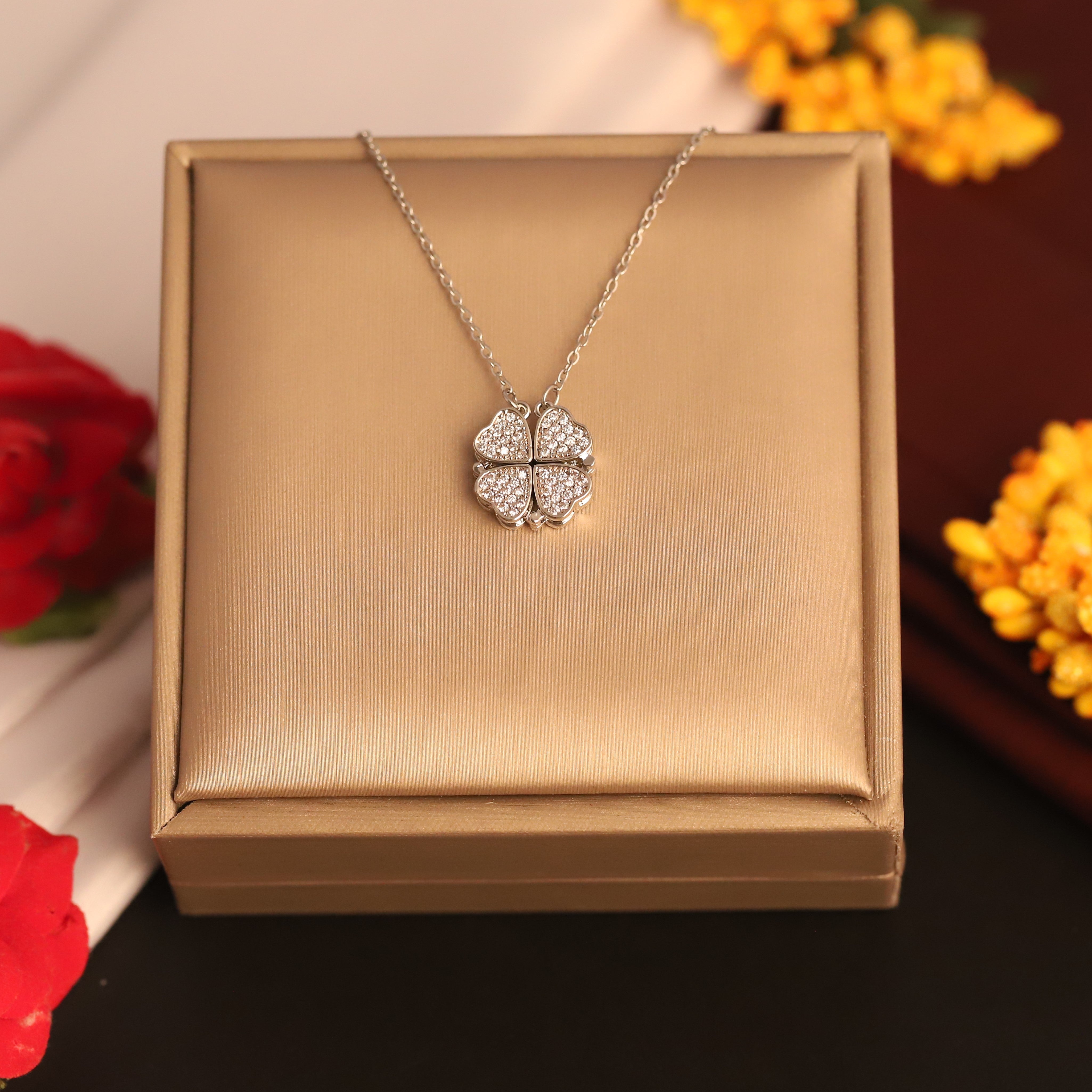 Flower Magnetic Chain Gold Plated – Single Layer, Anti-Tarnish, Waterproof, Minimalist Style (SILVER)
