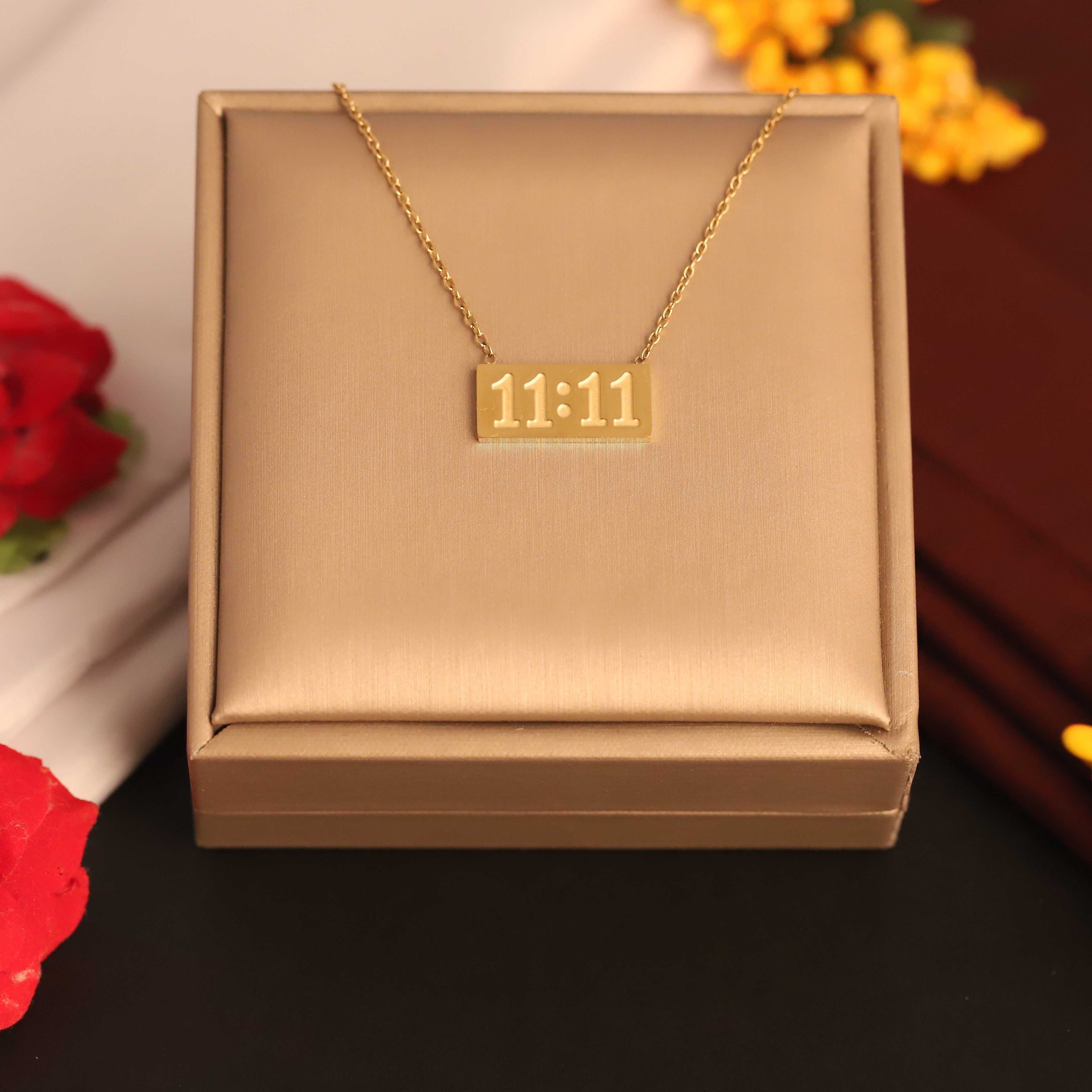 11:11 Necklace Chain Gold Plated – Single Layer, Anti-Tarnish, Waterproof, Minimalist Style (GOLD)