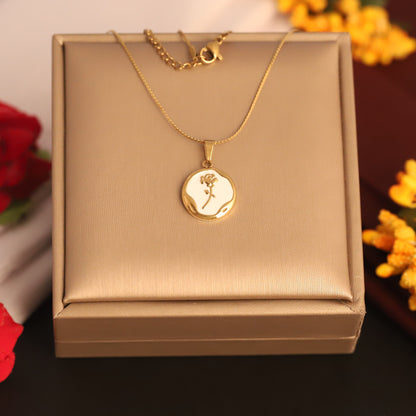 Rose Charm Chain Gold Plated – Single Layer, Anti-Tarnish, Waterproof, Minimalist Style (GOLD)