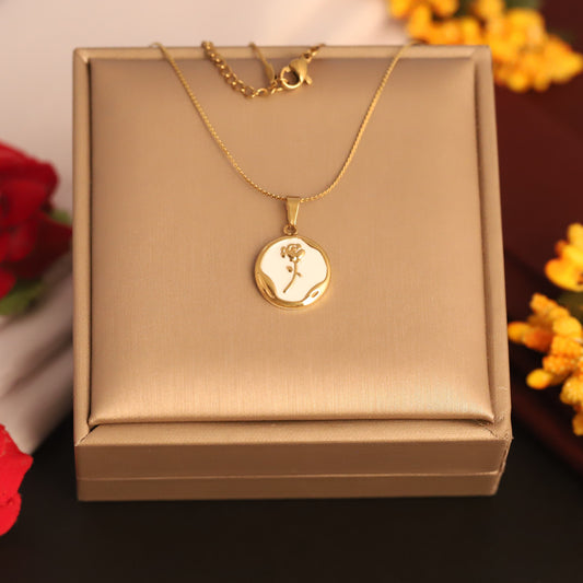 Rose Charm Chain Gold Plated – Single Layer, Anti-Tarnish, Waterproof, Minimalist Style (GOLD)