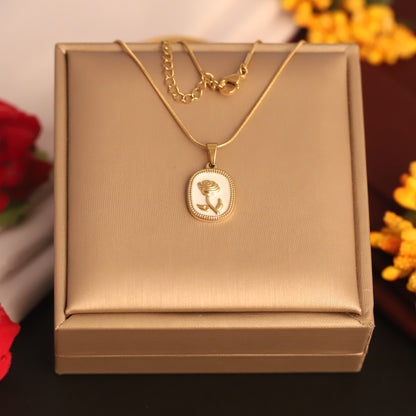 Rose Charm Chain Gold Plated – Single Layer, Anti-Tarnish, Waterproof, Minimalist Style (GOLD)
