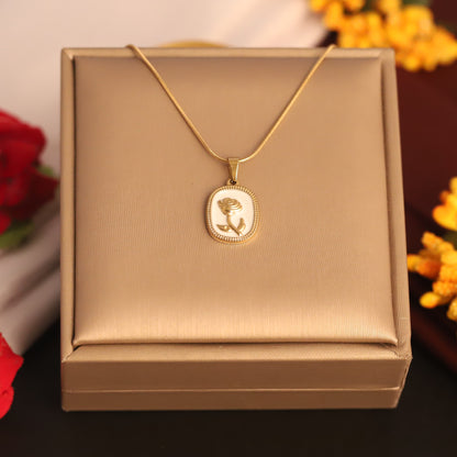 Rose Charm Chain Gold Plated – Single Layer, Anti-Tarnish, Waterproof, Minimalist Style (GOLD)