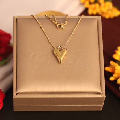 Heart Charm Ball Chain Gold Plated – Single Layer, Anti-Tarnish, Waterproof, Minimalist Style (GOLD)