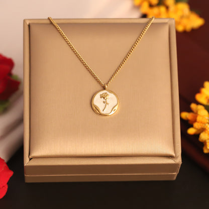 Rose Charm Chain Gold Plated – Single Layer, Anti-Tarnish, Waterproof, Minimalist Style (GOLD)