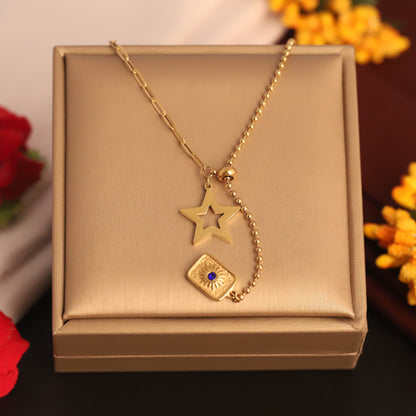 Star Charm Chain Gold Plated – Single Layer, Anti-Tarnish, Waterproof, Minimalist Style (GOLD)