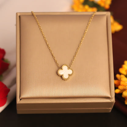Flower Charm White Chain Gold Plated – Single Layer, Anti-Tarnish, Waterproof, Minimalist Style (GOLD)