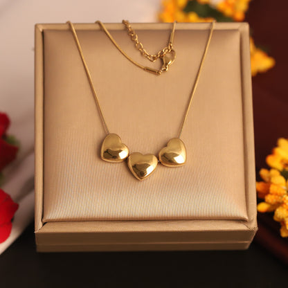 Heart Charm Chain Gold Plated – Single Layer, Anti-Tarnish, Waterproof, Minimalist Style (GOLD)