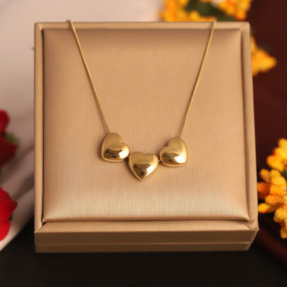 Heart Charm Chain Gold Plated – Single Layer, Anti-Tarnish, Waterproof, Minimalist Style (GOLD)