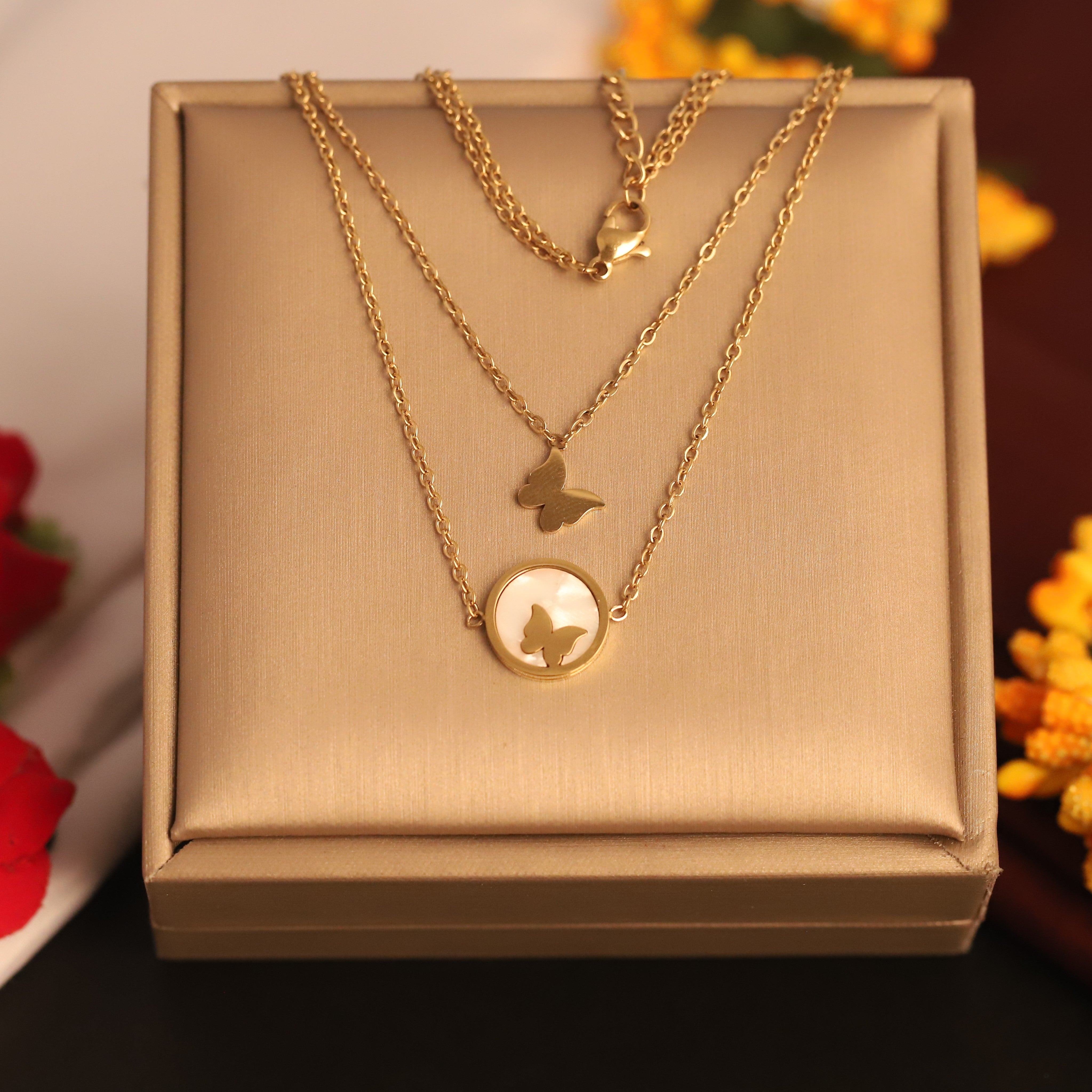 Charm Chain Gold Plated – Double Layer, Anti-Tarnish, Waterproof, Minimalist Style (GOLD)