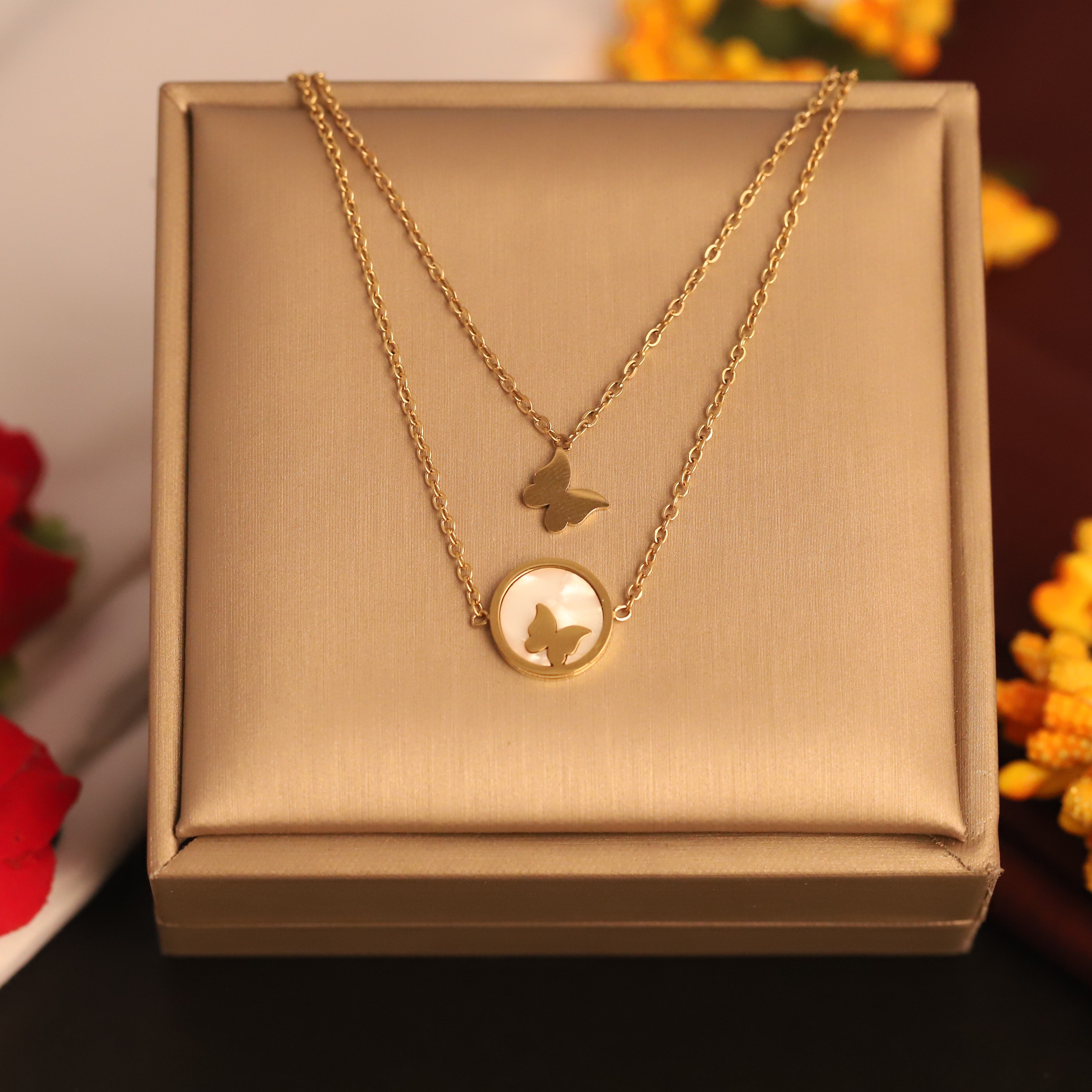 Charm Chain Gold Plated – Double Layer, Anti-Tarnish, Waterproof, Minimalist Style (GOLD)