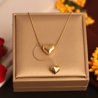 Heart Charm Chain Gold Plated – Single Layer, Anti-Tarnish, Waterproof, Minimalist Style (GOLD)