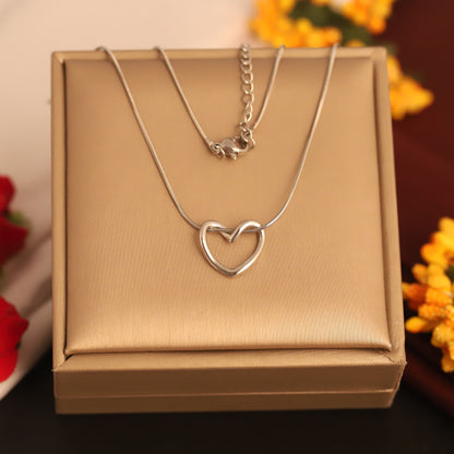 Heart Charm Chain Gold Plated – Single Layer, Anti-Tarnish, Waterproof, Minimalist Style (SILVER)