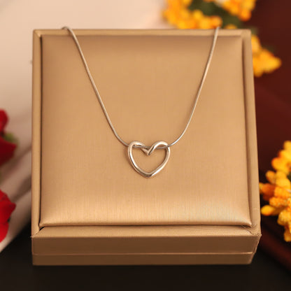 Heart Charm Chain Gold Plated – Single Layer, Anti-Tarnish, Waterproof, Minimalist Style (SILVER)