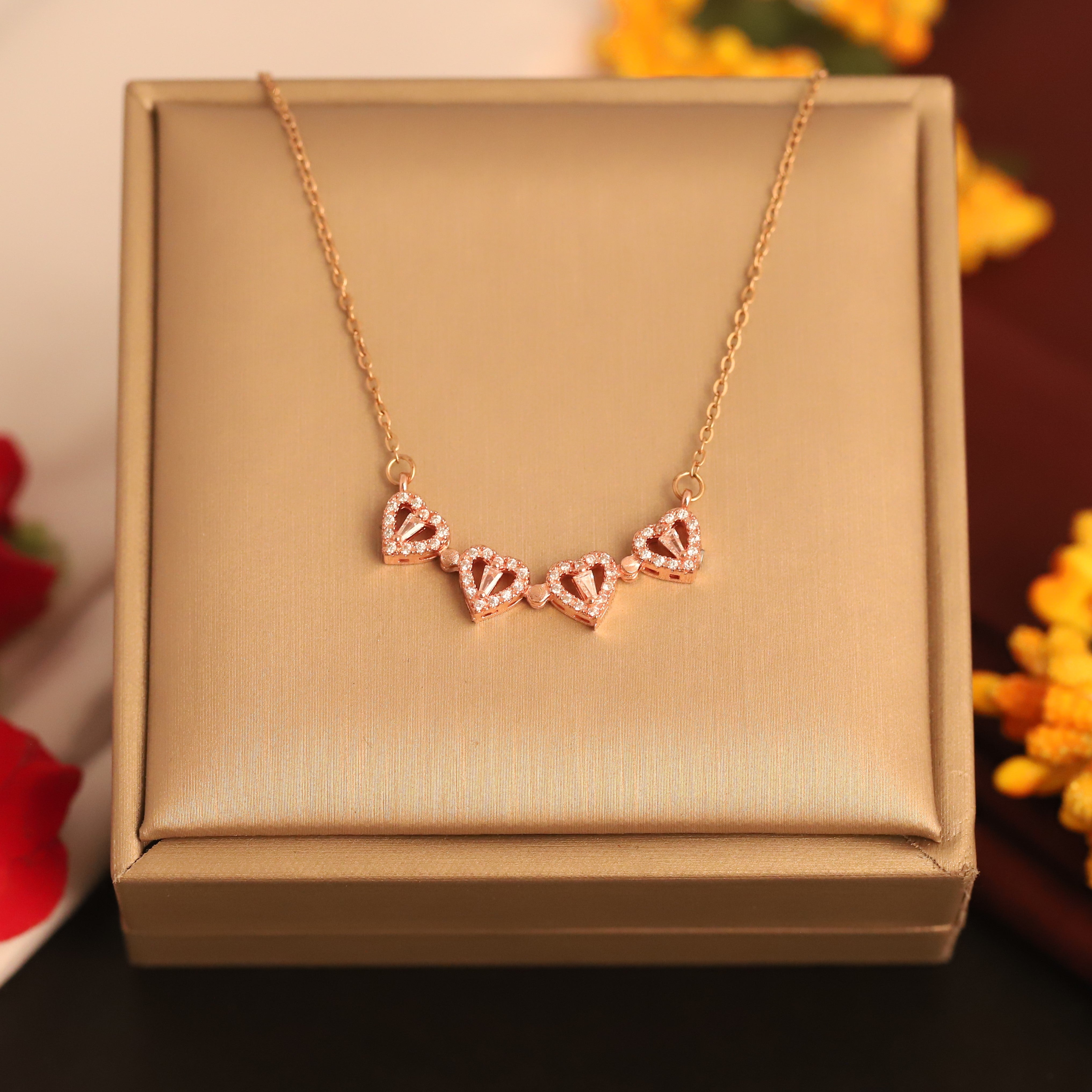 Flower Magnetic Chain Gold Plated – Single Layer, Anti-Tarnish, Waterproof, Minimalist Style (ROSE GOLD)