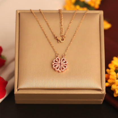 Flower Magnetic Chain Gold Plated – Single Layer, Anti-Tarnish, Waterproof, Minimalist Style (ROSE GOLD)