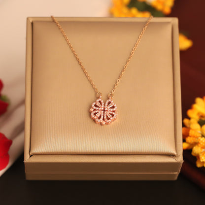 Flower Magnetic Chain Gold Plated – Single Layer, Anti-Tarnish, Waterproof, Minimalist Style (ROSE GOLD)
