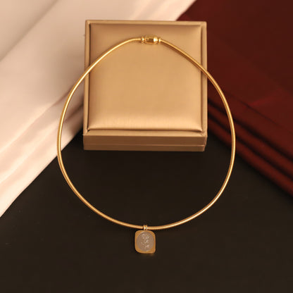 Rose Round Necklace Gold Plated – Single Layer, Anti-Tarnish, Waterproof, Minimalist Style (GOLD)