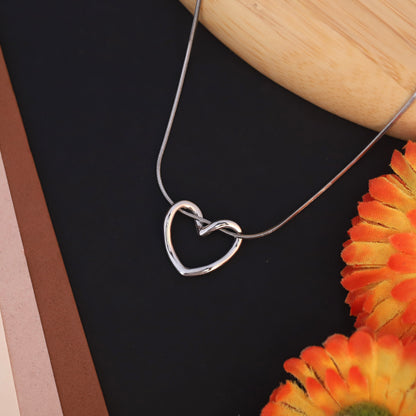 Heart Charm Chain Gold Plated – Single Layer, Anti-Tarnish, Waterproof, Minimalist Style (SILVER)